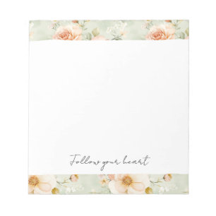 Bloco De Notas Romântico Floral Rosas Bonitas Hortelã Pêssego