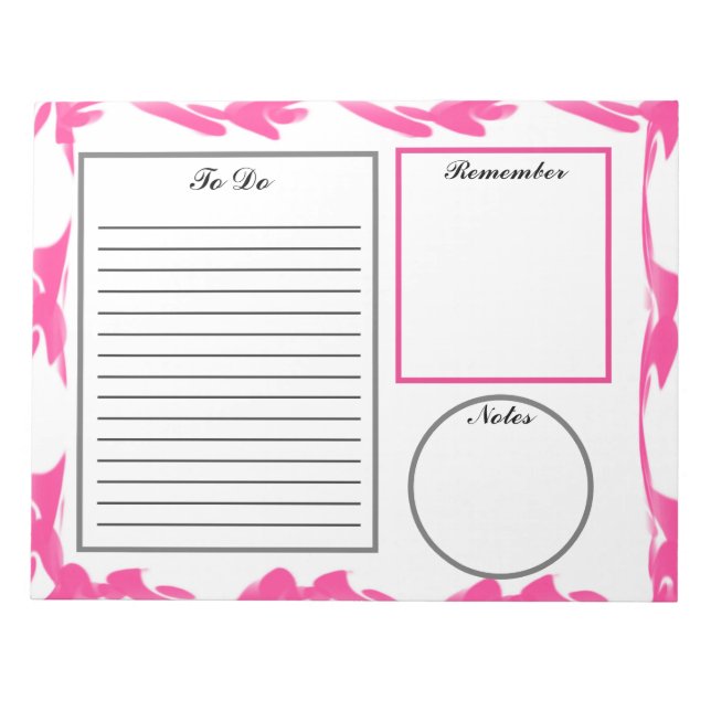 Bloco De Notas Rosa Abstrato para Fazer (Frente)