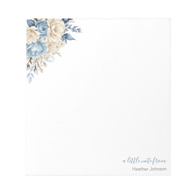 Bloco De Notas Rosa Azul e Marfim Elegante Personalizada (Frente)
