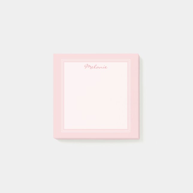 Bloco De Notas Rosa Bege Moderno Branco Limite Script (Frente)
