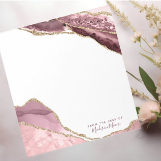 Bloco De Notas Rosa Blush E Agitação Da Largura Dourada