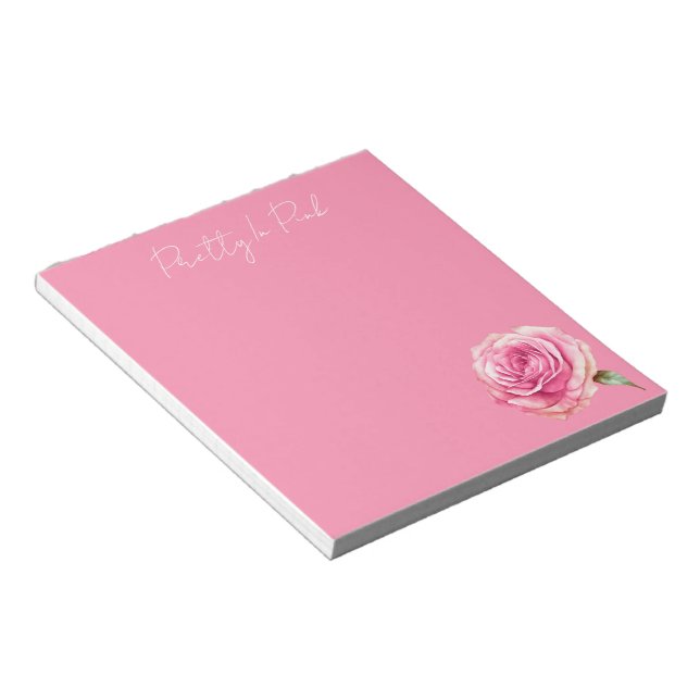 Bloco De Notas Rosa Bonita de Rosa (Inclinado)