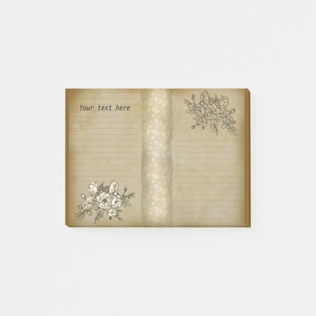 Bloco De Notas Rosa Branch VintagePost-It Notes (Frente)