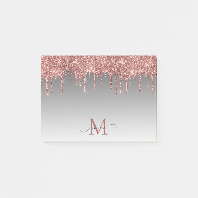 Bloco De Notas Rosa Chic - Lente Dourada - Lente Lente - Monogram (Frente)