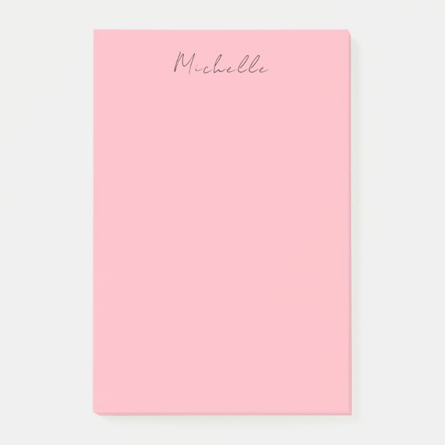 Bloco De Notas Rosa Claro Profissional Caligrafia Clássica Única (Frente)