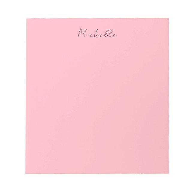 Bloco De Notas Rosa Claro Profissional Único Clássico Caligrafia (Frente)