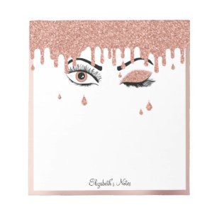 Bloco De Notas Rosa cor-de-rosa Dourado Eyelashes Diminuindo bril