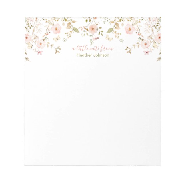 Bloco De Notas Rosa Country Selvagem Personalizado (Frente)