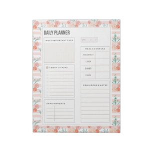 Bloco De Notas Rosa de Aquarela Buquê 40 Páginas Planejador Diári