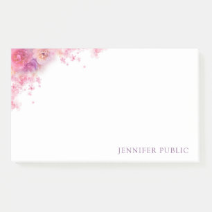 Bloco De Notas Rosa de Aquarela Elegante Flores Modelo Floral