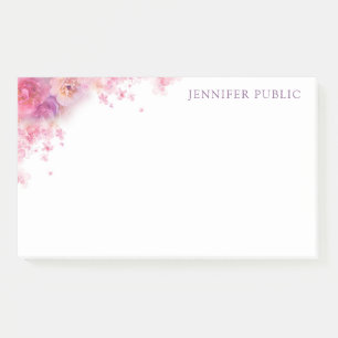Bloco De Notas Rosa de Aquarela Flores Elegantes Modelo Floral