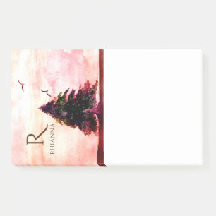 Bloco De Notas Rosa de árvore botânica de aquarela Abstrato Doura