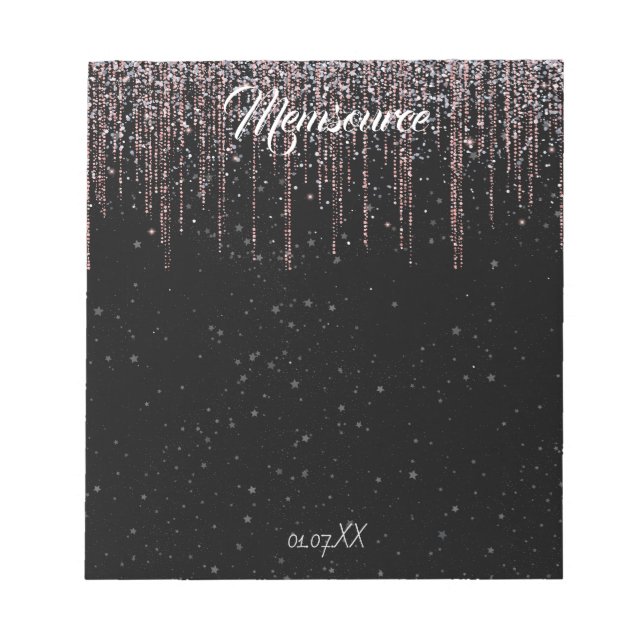 Bloco De Notas Rosa de prata personalizada de luxo, preto Dourado (Frente)