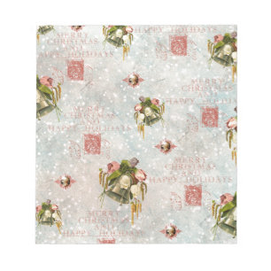 Bloco De Notas Rosa do azul de Bels de Natal do chique