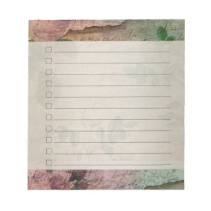Bloco De Notas Rosa do Steampunk Torn   Lista de verificação da V