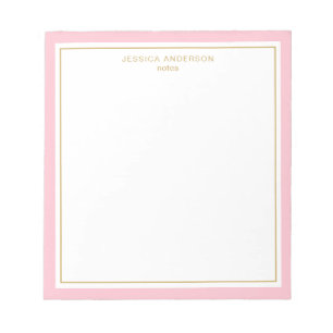 Bloco De Notas Rosa Dourado Elegante Personalizado