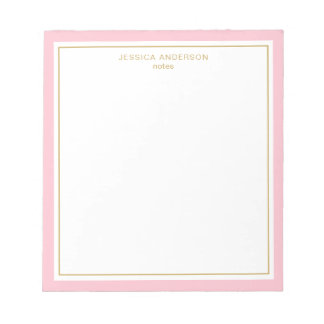 Bloco De Notas Rosa Dourado Elegante Personalizado