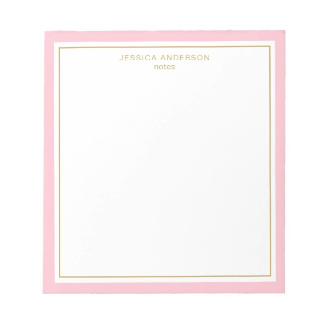 Bloco De Notas Rosa Dourado Elegante Personalizado (Frente)