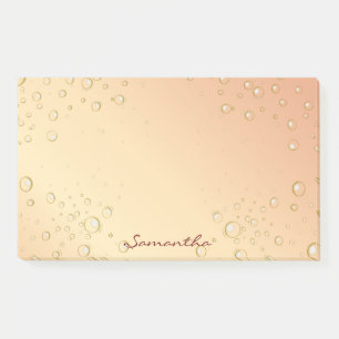 Bloco De Notas Rosa dourado gradient bubbles divertido nome de ci