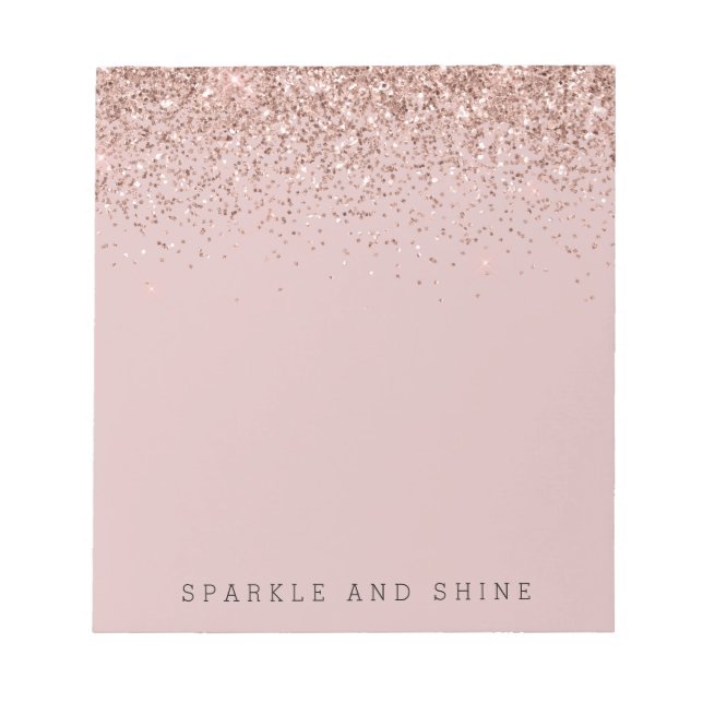 Bloco De Notas Rosa Dourado Sparkle Faux Glitter (Frente)