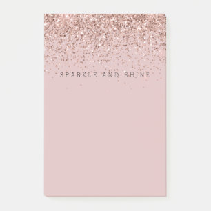 Bloco De Notas Rosa Dourado Sparkle Faux Glitter