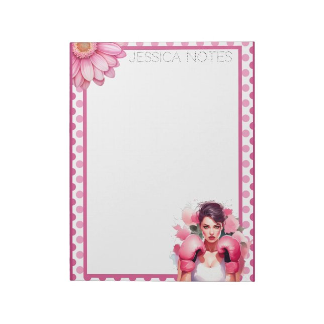 Bloco De Notas Rosa e Bonito Câncer de Mama Floral (Invertido)