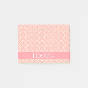Bloco De Notas Rosa e branco da hospedeira do casamento