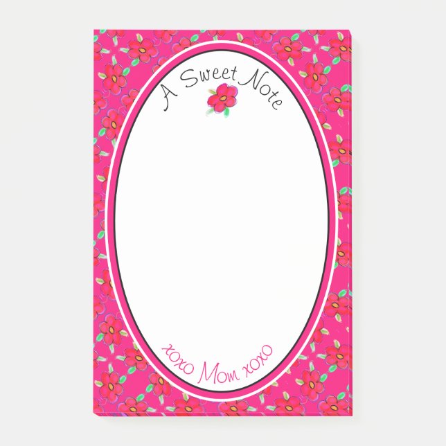 Bloco De Notas Rosa e Flor (Frente)