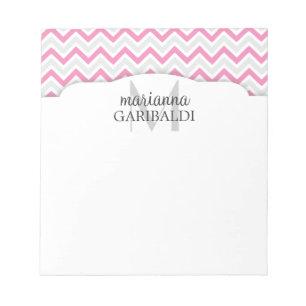 Bloco De Notas Rosa e moderno de Chevron personalizados