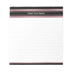 Bloco de notas rosa Gold e Stripe Preta de 5,5" x 