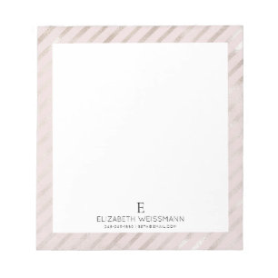 Bloco De Notas Rosa Gold Foil Glitter Monograma Personalizado Rap