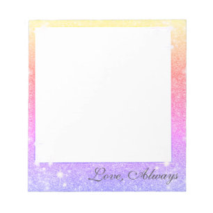 Bloco De Notas Rosa Pastel Lavanda Dourado Brilho Lantejoulas
