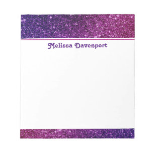 Bloco De Notas Rosa & pedras preciosas Sparkling roxas do brilho