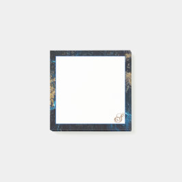 Bloco De Notas Rosa personalizado Marinho Dourado azul MARBLE Sti