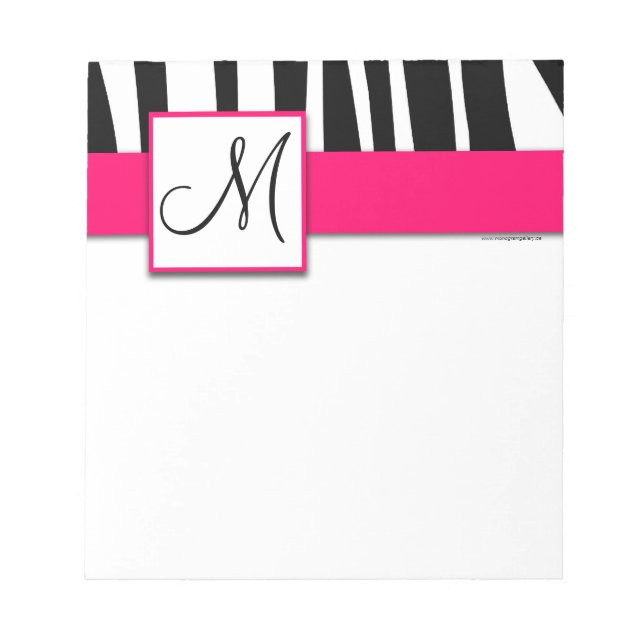 Bloco de notas rosa quente com faixa de zebra negr (Frente)