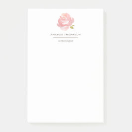 Bloco De Notas Rosa Rosa Pálida Aquarela Chic