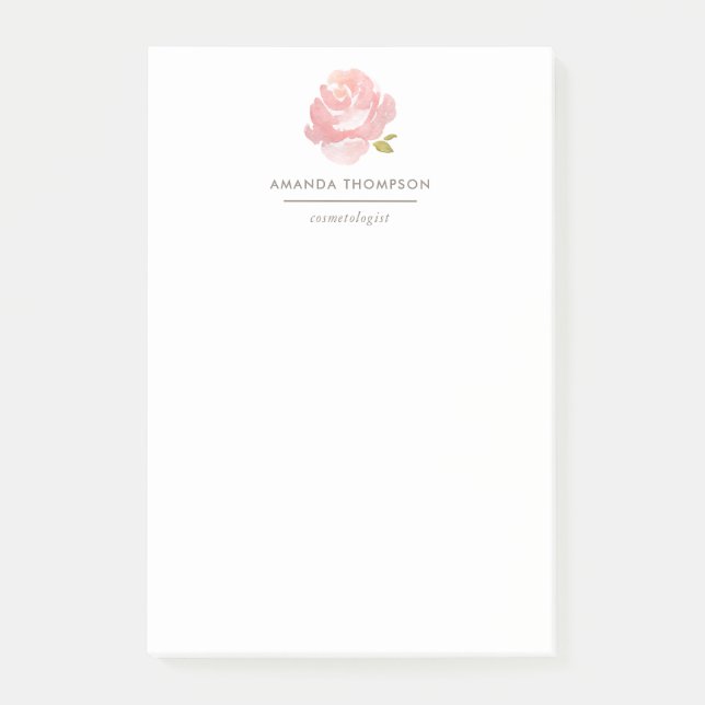 Bloco De Notas Rosa Rosa Pálida Aquarela Chic (Frente)