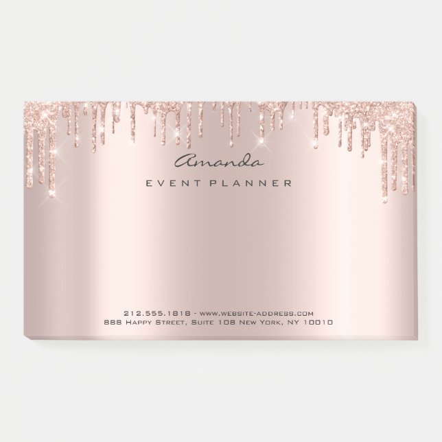Bloco De Notas Rosa Rosa Rosa Rosa Dourada Brilha Drives Blush de (Frente)