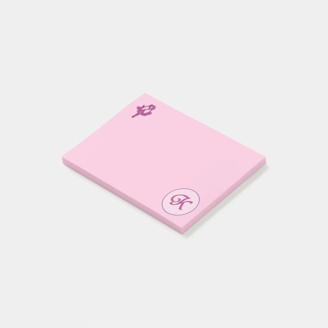 Bloco De Notas Rosa Rosa Rosa Rosa Monograma K (Inclinado)