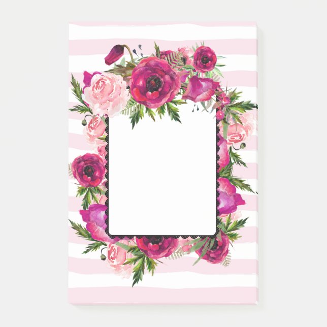 Bloco De Notas Rosa Rosa Rosa Rosa Rosa Rosa Rosa e Buquê Floral  (Frente)