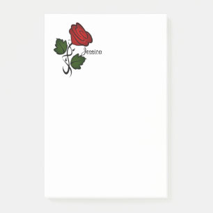 Bloco De Notas Rosa vermelha com nome