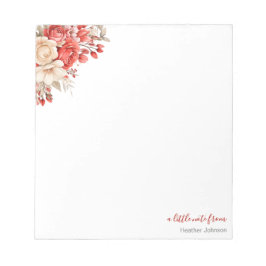 Bloco De Notas Rosa Vermelha e Marfim Personalizada Elegante