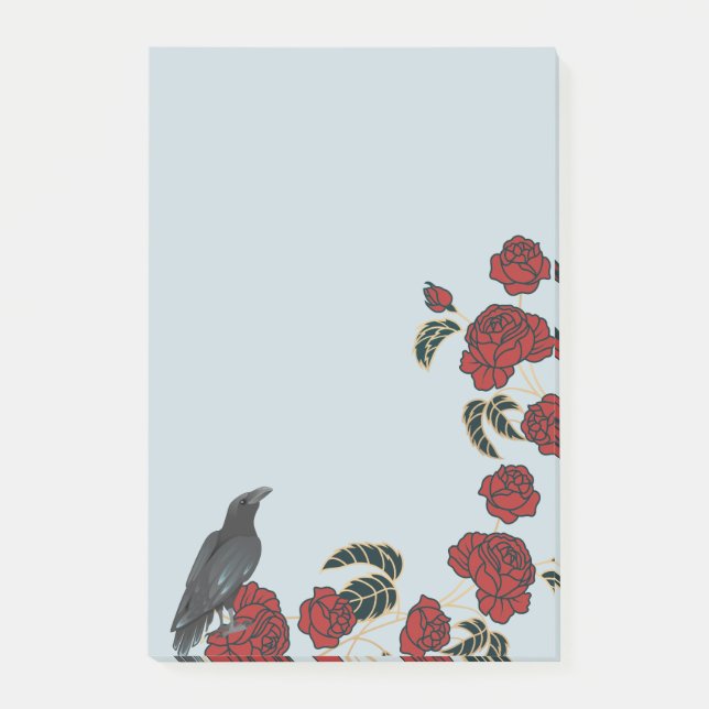 Bloco De Notas Rosa vermelha e Raven (Frente)