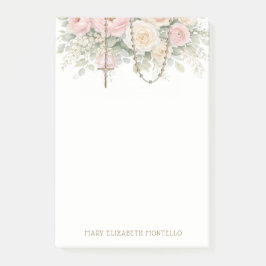 Bloco De Notas Rosário Católico Floral Rosa Corado