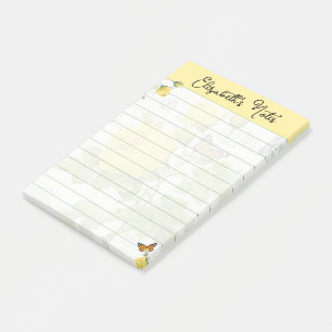 Bloco De Notas Rosas amarelas e borboletas personalizadas