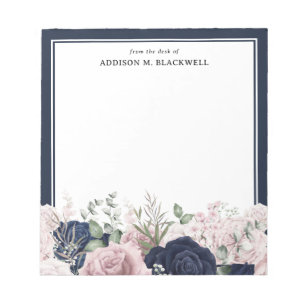 Bloco De Notas Rosas Azuis De Marinho Cor-De-Rosa Da Mesa De