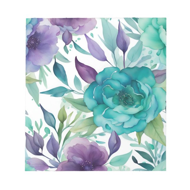 Bloco De Notas Rosas Azuis Sangue de Aquarelas Rúplas (Frente)