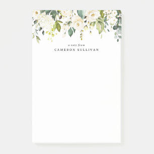 Bloco De Notas Rosas Brancas e Hydrangeas Garland