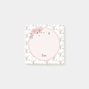Bloco De Notas Rosas Cor-de-Rosa Elegantes em Aquarela com Borbol