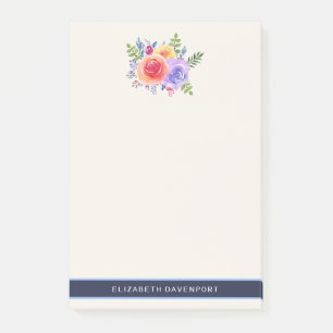 Bloco De Notas Rosas de Aquarela Buquê Floral